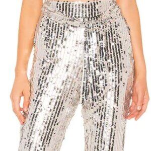 Majorelle Tarzona Metallic Silver Sequin Pants, Size L